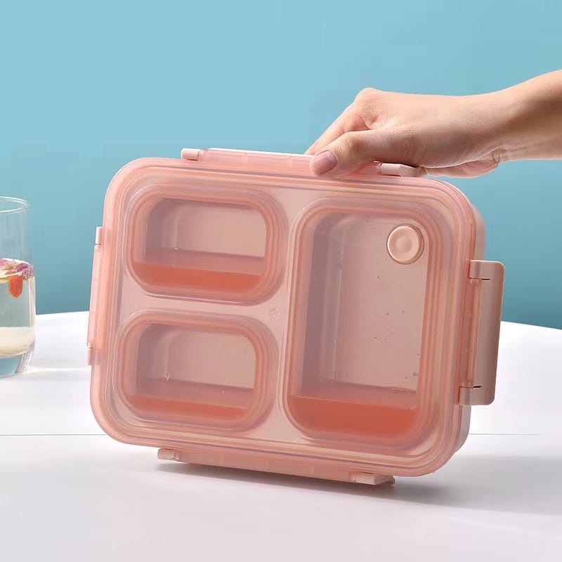 3 Section Leakproof Bento Lunch Box – Durable, Stainless Steel & Portable