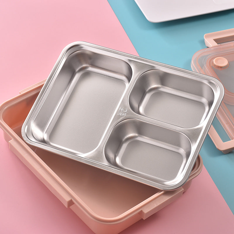 3 Section Leakproof Bento Lunch Box – Durable, Stainless Steel & Portable