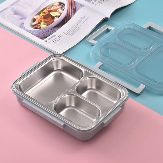 3 Section Leakproof Bento Lunch Box – Durable, Stainless Steel & Portable
