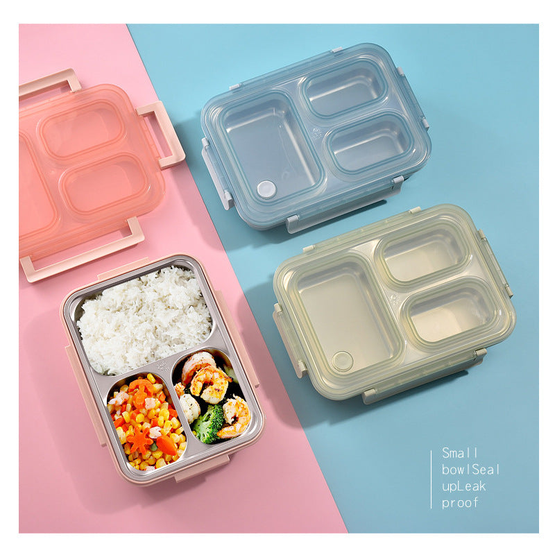 3 Section Leakproof Bento Lunch Box – Durable, Stainless Steel & Portable
