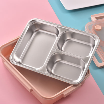 3 Section Leakproof Bento Lunch Box – Durable, Stainless Steel & Portable